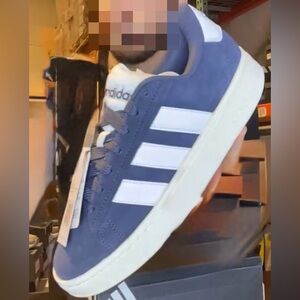 Adidas Men's Navy and White Sneakers